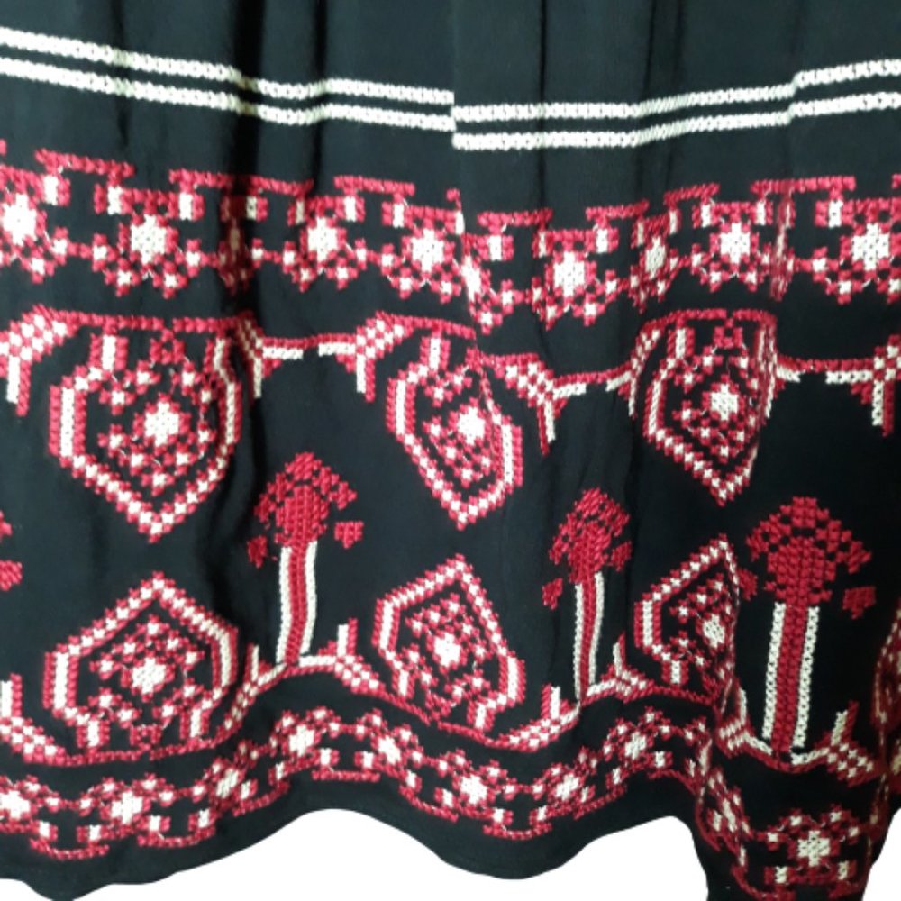 Flying Tomato Blouse Tunic mini Dress black embroidered cross stitch Size M - Picture 6 of 9